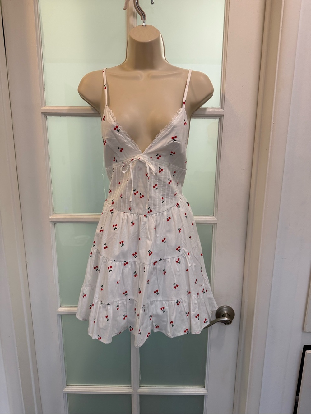 Fashion Nova White Mini Dress with Red Cherry Print